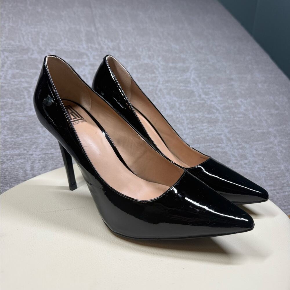 Pour Victoire Vero Cuoio Black Patent Leather Sexy Stiletto Minimalist High Heel